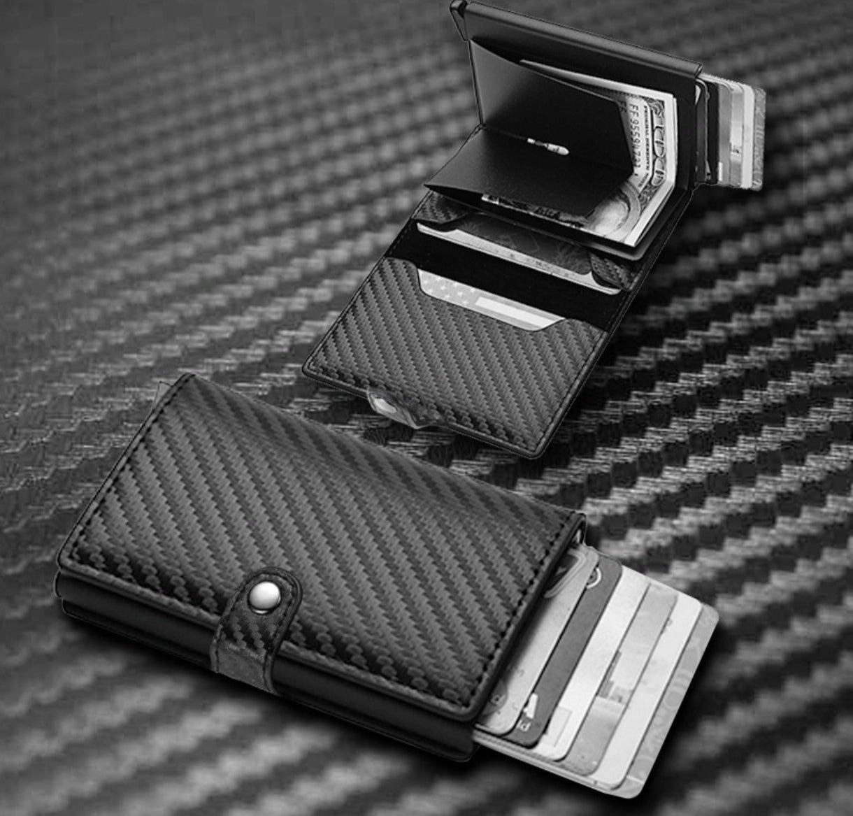 Porte cartes imitation carbone noir pour homme - Le monde d'Ela