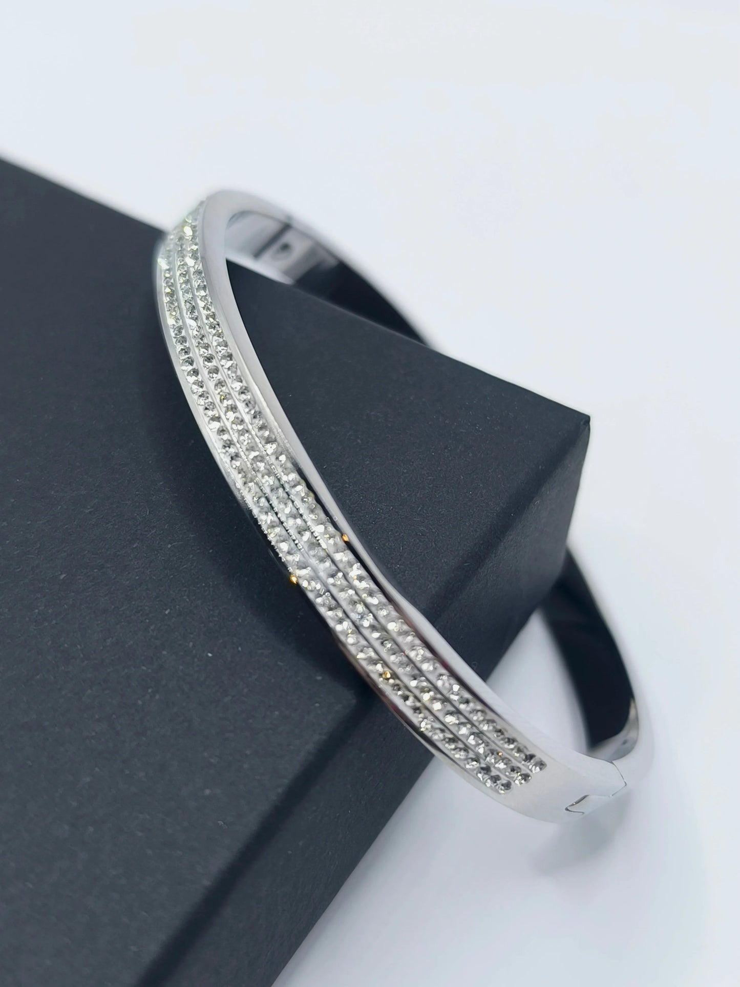 Bracelet femme diamant trois rangs en argent #02