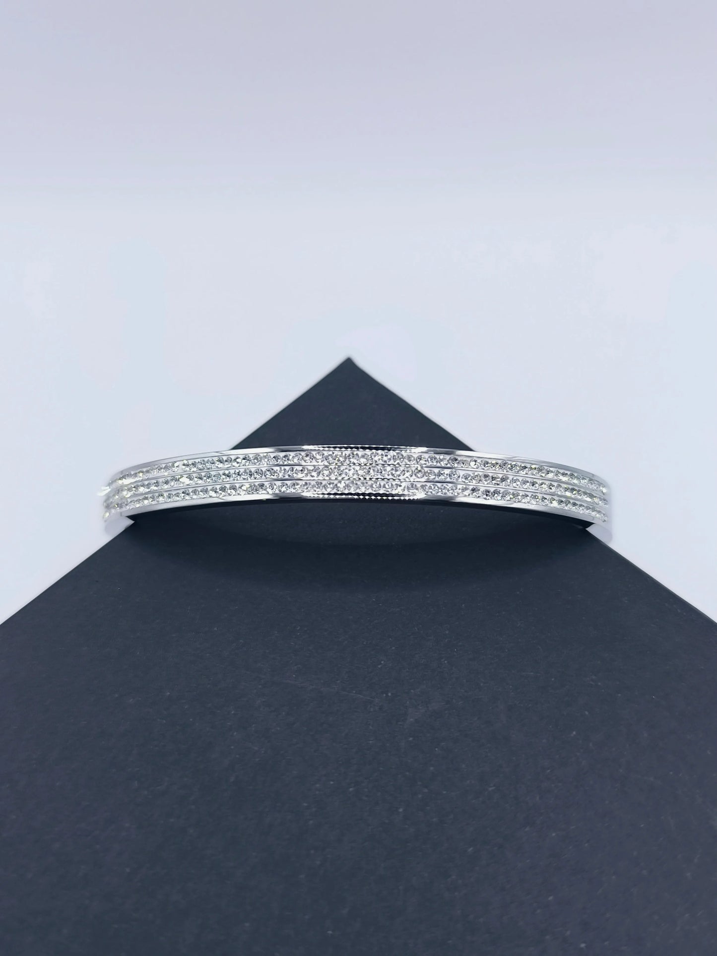 Bracelet femme diamant trois rangs en argent #02