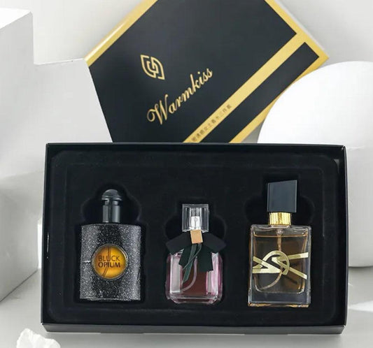 Coffret de trois eaux de parfums pour femmes "Warmkiss" - Le monde d'Ela